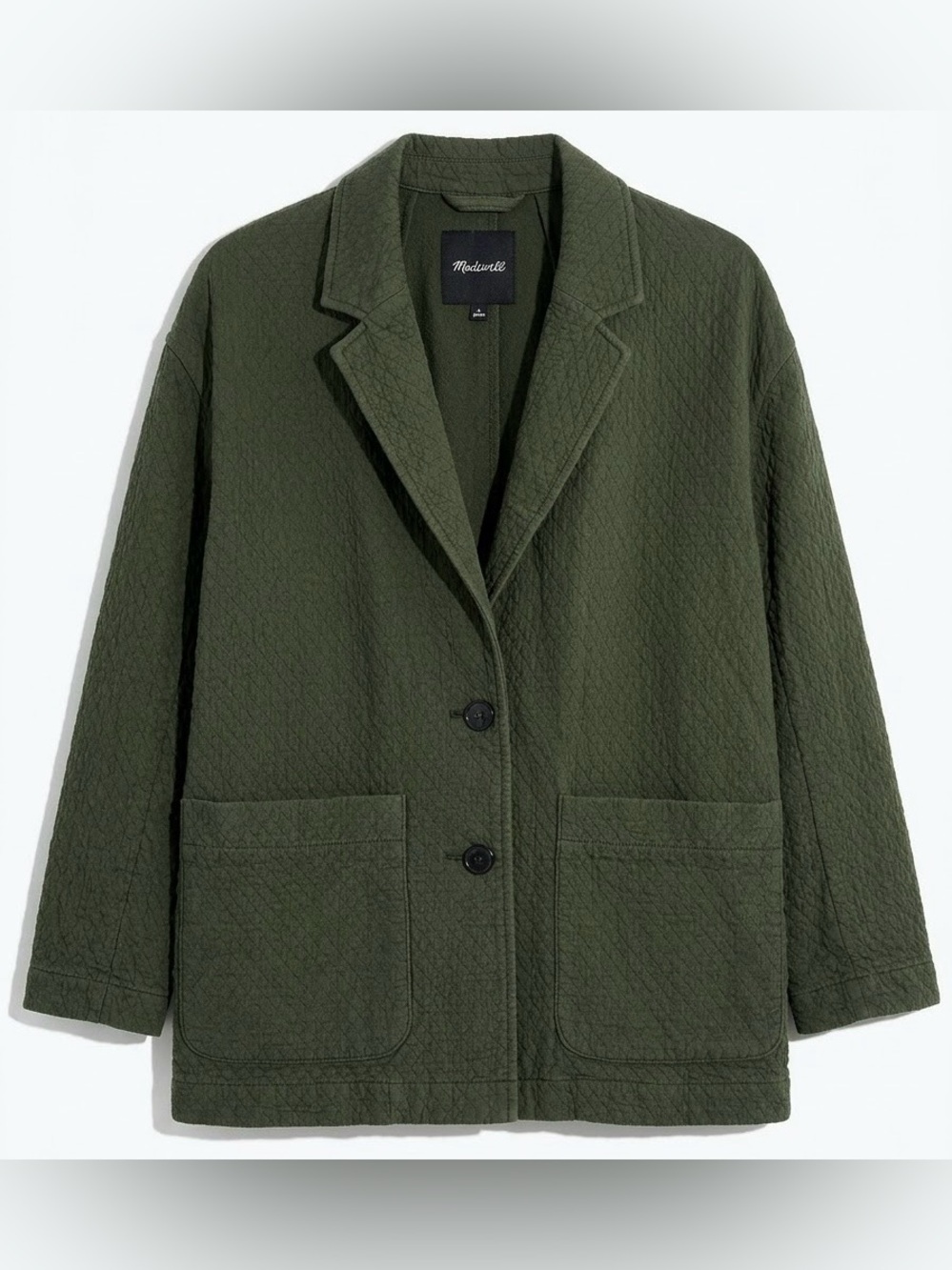 Madewell Diamond Jacquard Shaw Blazer Olive Green Quilted Chore Jacket Size L